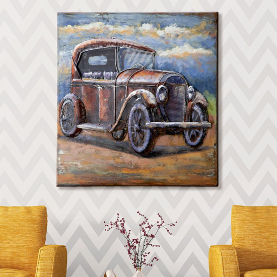 Oldtimer Picture Metal Wall Art In Brown