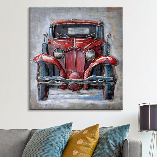 Product photograph of Oldtimer Picture Metal Wall Art In Red from Furniture in Fashion