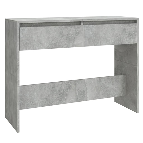 Olenna Wooden Console Table With 2 Drawers In Concrete Effect