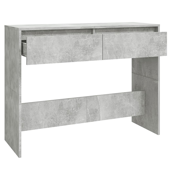 Olenna Wooden Console Table With 2 Drawers In Concrete Effect