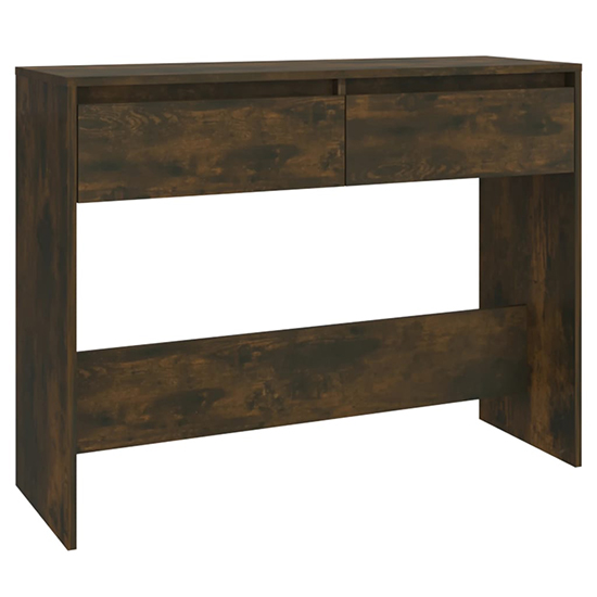 Olenna Wooden Console Table With 2 Drawers In Smoked Oak_3