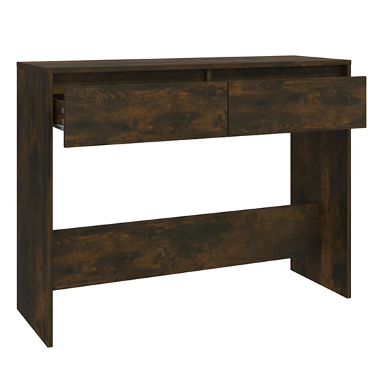 Olenna Wooden Console Table With 2 Drawers In Smoked Oak_4