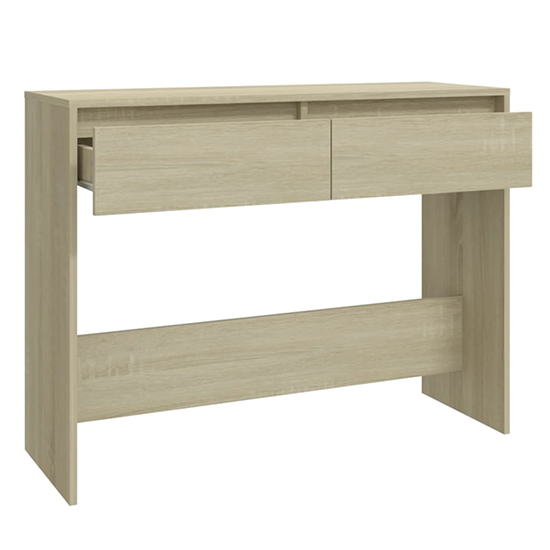 Olenna Wooden Console Table With 2 Drawers In Sonoma Oak