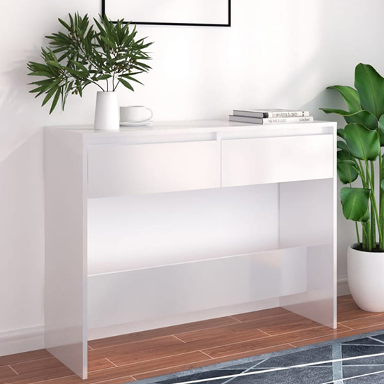Olenna Wooden Console Table With 2 Drawers In White_2