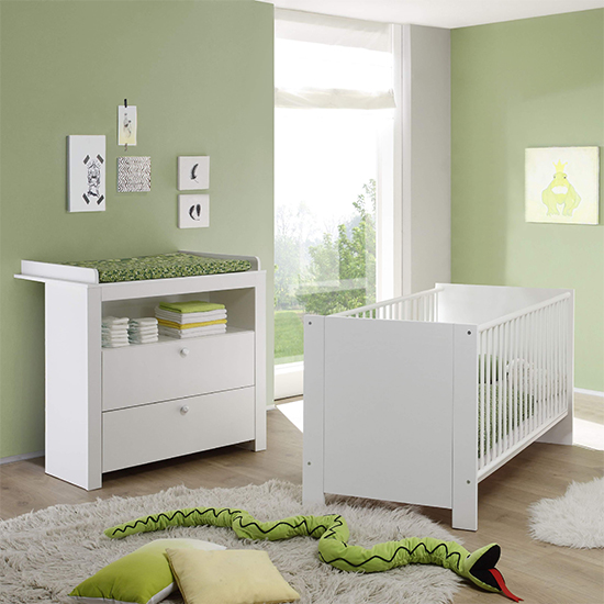Oley Baby Room Wooden Furniture Set 1 In White Furniture in Fashion