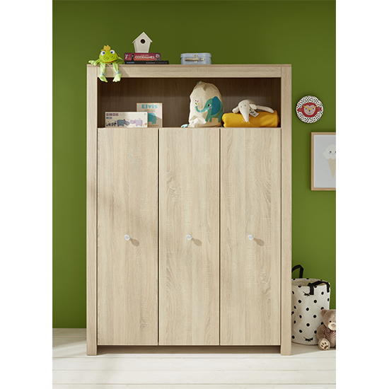 Oley Kids Room Wooden Wardrobe In Sagerau Light Oak