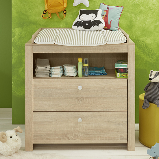 Oley Storage Cabinet With Changer Top In Sagerau Light Oak thumbnail