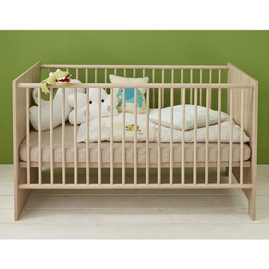 Product photograph of Oley Wooden Baby Cot Bed In Sagerau Light Oak from Furniture in Fashion