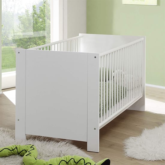 Oley Wooden Baby Cot Bed In White Furniture in Fashion