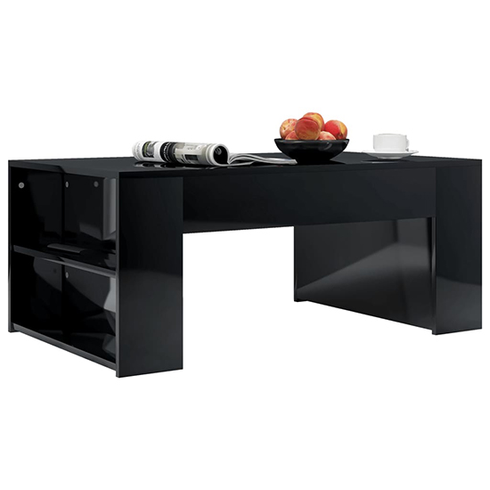 Olicia High Gloss Coffee Table With Shelves In Black_2