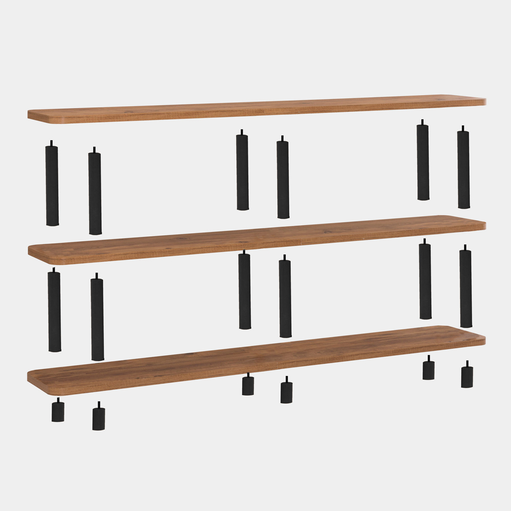 Olivara Small Wooden Display Unit in Atlantic Pine and Black