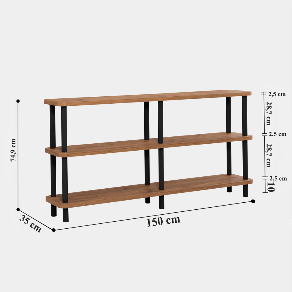 Olivara Small Wooden Display Unit in Atlantic Pine and Black