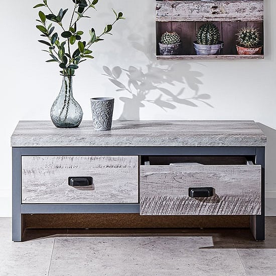 Balcombe Coffee Table In Grey With 2 Drawers_2