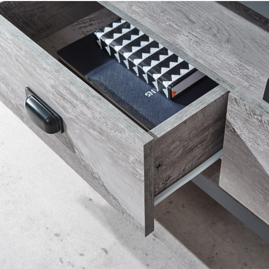 Balcombe Corner Wooden TV Stand In Grey With 2 Drawers_3