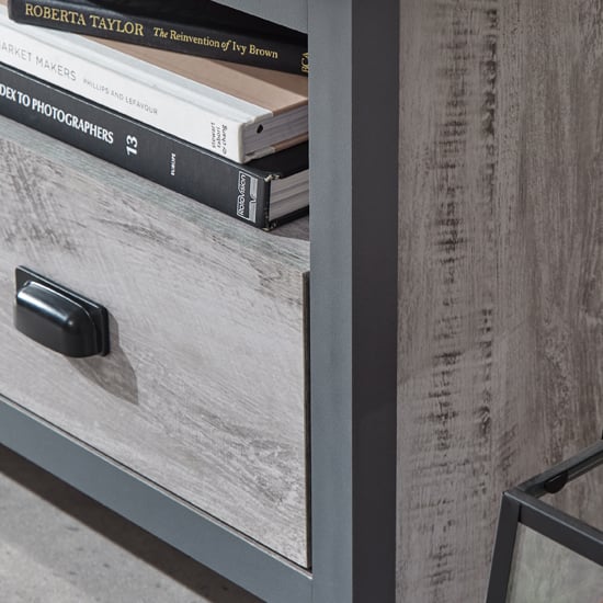 Balcombe Corner Wooden TV Stand In Grey With 2 Drawers_4