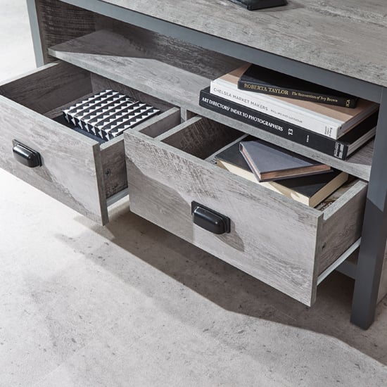Balcombe Corner Wooden TV Stand In Grey With 2 Drawers_5