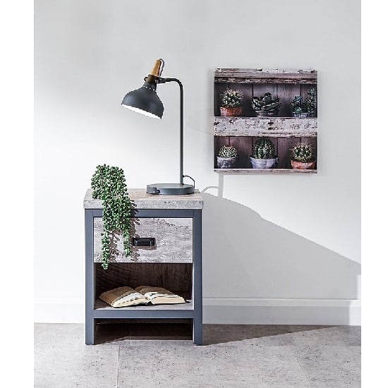 Read more about Balcombe lamp table in grey with one drawer