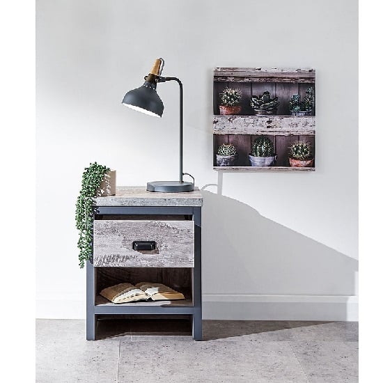 Balcombe Lamp Table In Grey With One Drawer_2