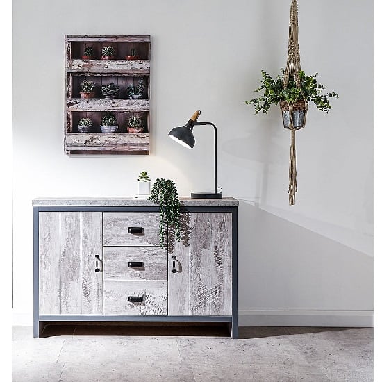 Product photograph of Balcombe Sideboard In Grey With 3 Drawers And 2 Doors from Furniture in Fashion