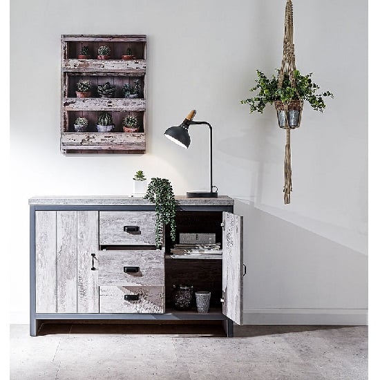 Balcombe Sideboard In Grey With 3 Drawers And 2 Doors_2