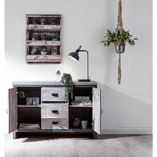 Balcombe Sideboard In Grey With 3 Drawers And 2 Doors_3