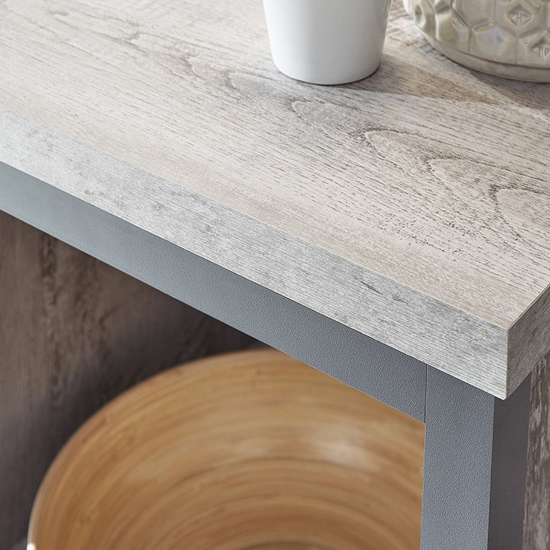 Balcombe Wooden Lamp Table In Grey With Shelf_3