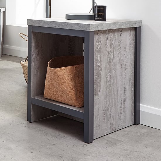 Read more about Balcombe wooden lamp table in grey with shelf