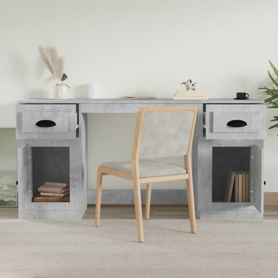 Oliver Computer Desk With 2 Doors 2 Drawers In Concrete Effect