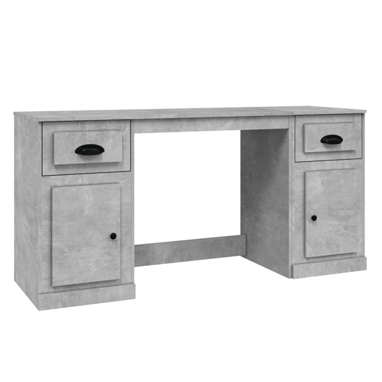 Oliver Computer Desk With 2 Doors 2 Drawers In Concrete Effect