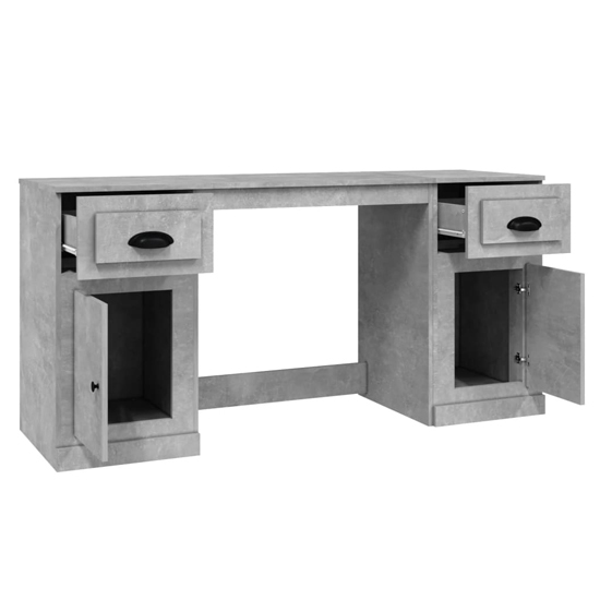 Oliver Computer Desk With 2 Doors 2 Drawers In Concrete Effect