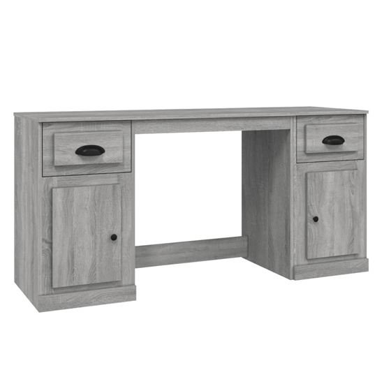 Oliver Computer Desk With 2 Doors 2 Drawers In Grey Sonoma Oak