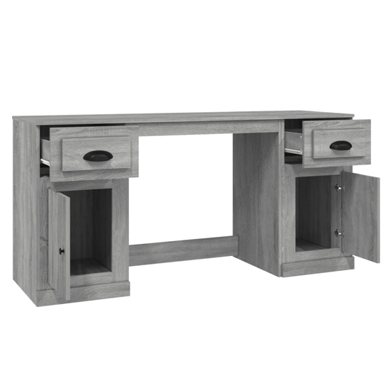 Oliver Computer Desk With 2 Doors 2 Drawers In Grey Sonoma Oak