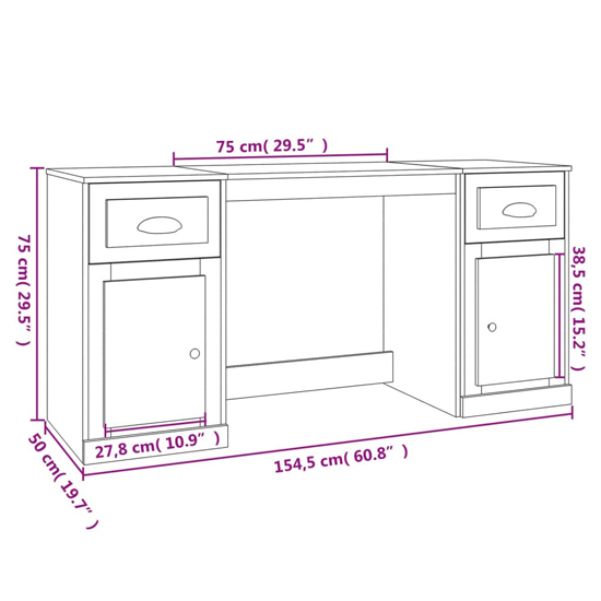 Oliver Computer Desk With 2 Doors 2 Drawers In Grey Sonoma Oak