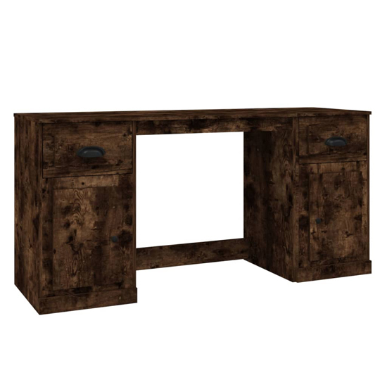 Oliver Computer Desk With 2 Doors 2 Drawers In Smoked Oak