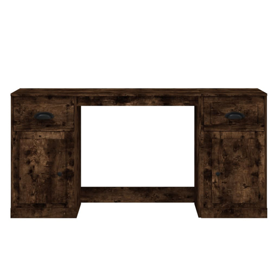 Oliver Computer Desk With 2 Doors 2 Drawers In Smoked Oak