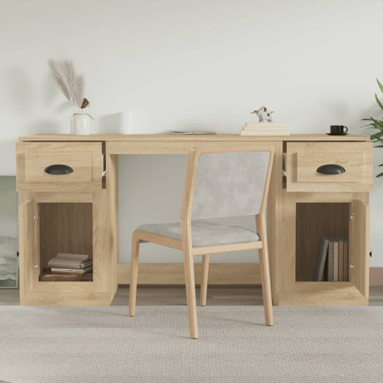 Oliver Computer Desk With 2 Doors 2 Drawers In Sonoma Oak