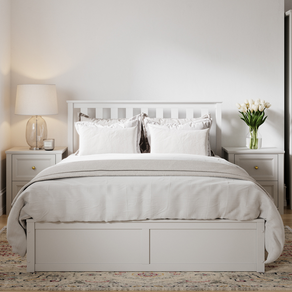 Read more about Oliver wooden double bed with storage in white