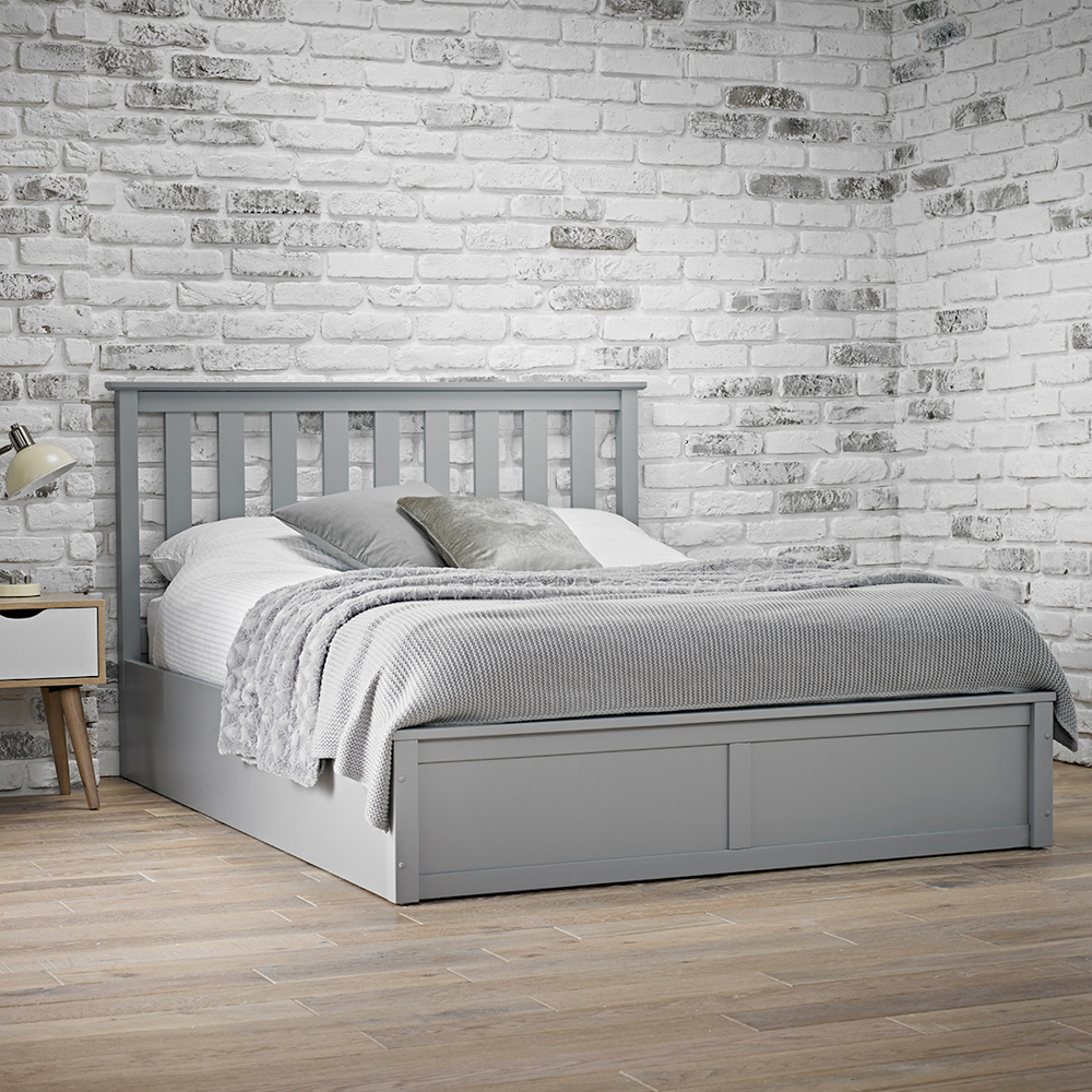 Read more about Oliver wooden king size bed with storage in grey