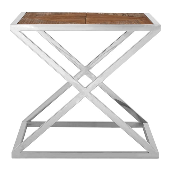 Product photograph of Oliver Wooden Side Table With Stainless Steel Frame In Natural from Furniture in Fashion