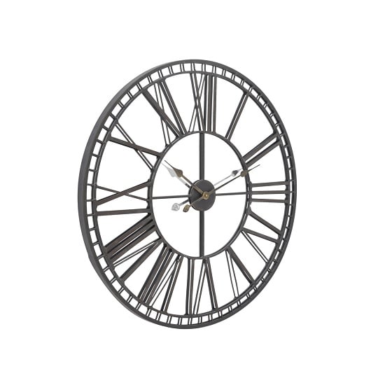 Oliver Wall Clock In Black Iron With Glass Front Panel