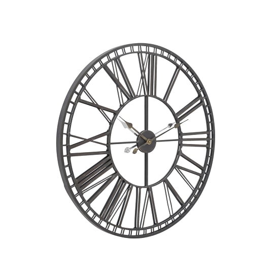 Product photograph of Oliver Wall Clock In Black Iron With Glass Front Panel from Furniture in Fashion