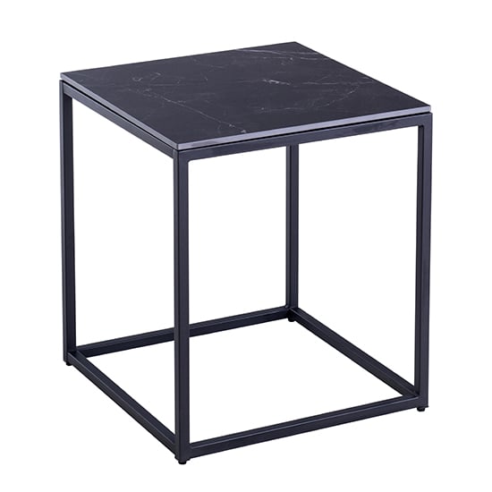 Product photograph of Olivia Sintered Stone End Table In Mooney Black from Furniture in Fashion