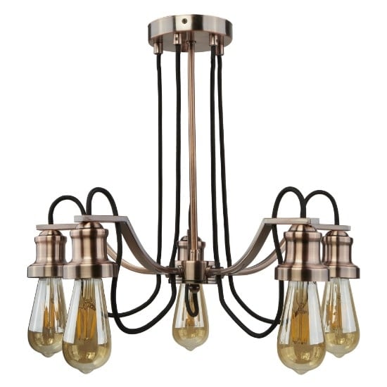 Product photograph of Olivia 5 Light Ceiling Light In Antique Copper from Furniture in Fashion