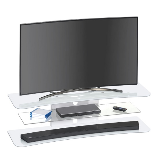 Olivia TV Stand Rectangular In White Glass Furniture in Fashion