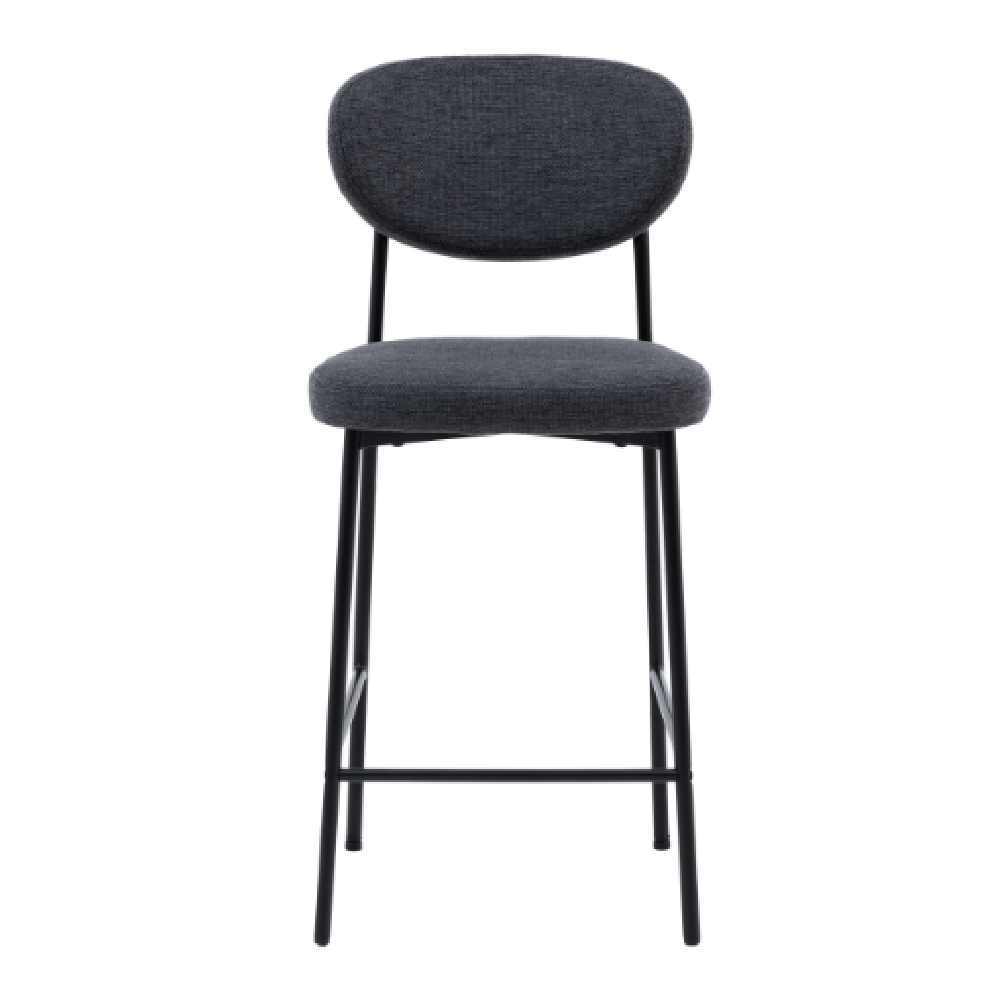 Olney Charcoal Fabric Bar Stools With Metal Frame In Pair