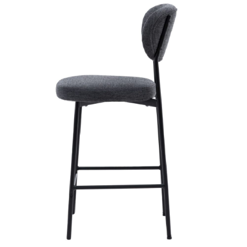 Olney Charcoal Fabric Bar Stools With Metal Frame In Pair