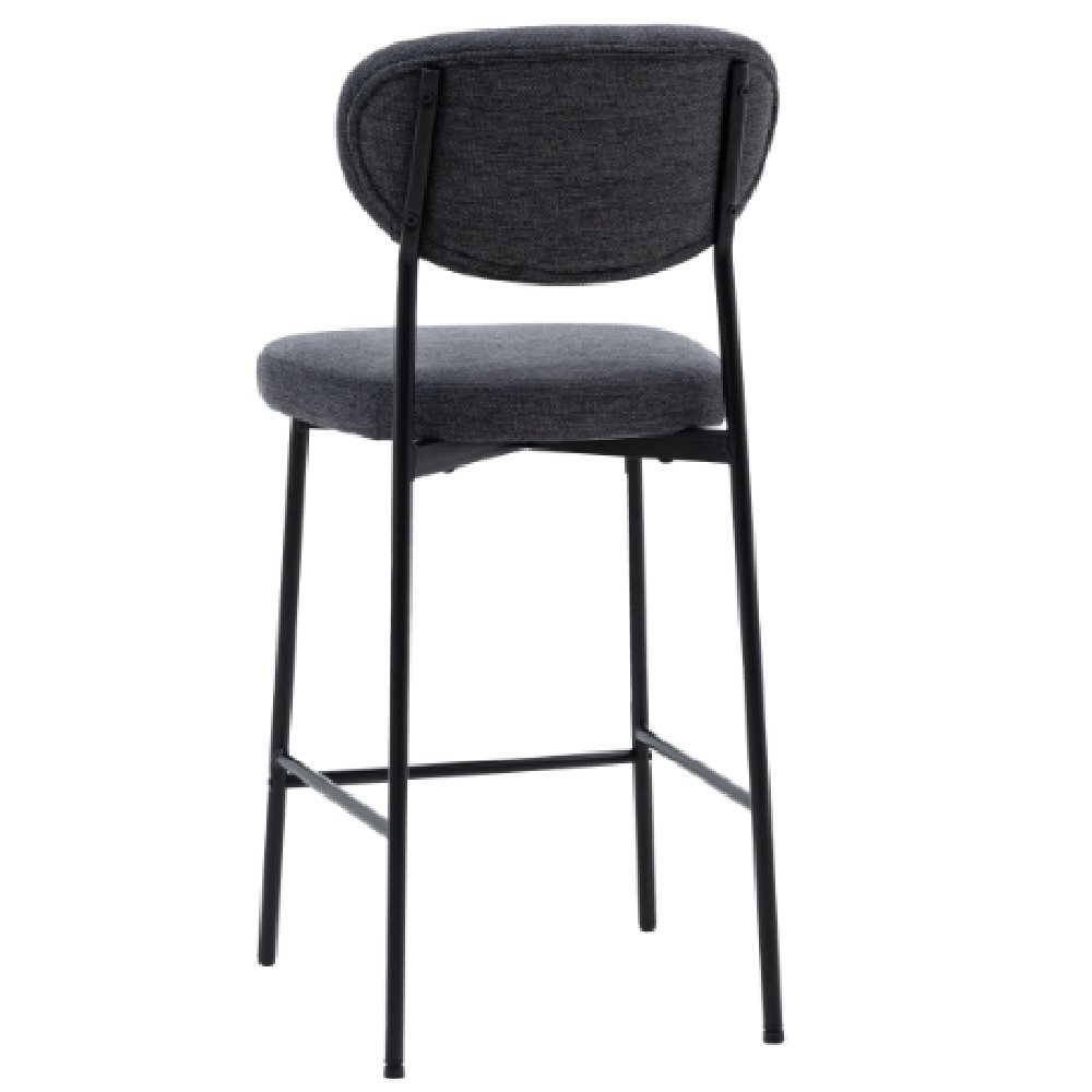 Olney Charcoal Fabric Bar Stools With Metal Frame In Pair