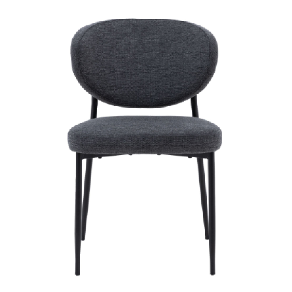Olney Charcoal Fabric Dining Chairs With Metal Frame In Pair