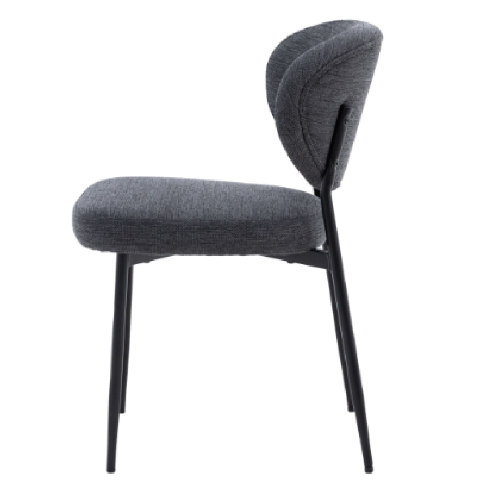 Olney Charcoal Fabric Dining Chairs With Metal Frame In Pair