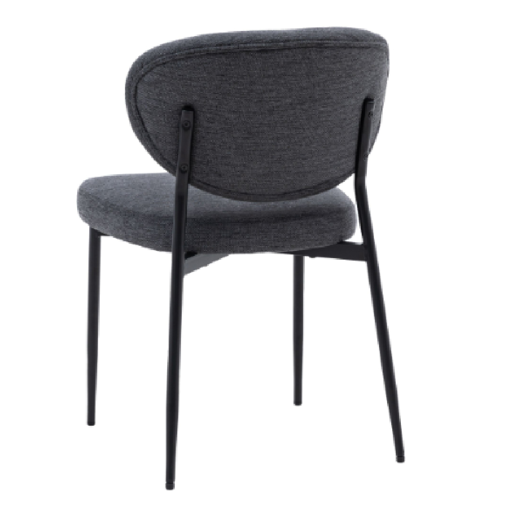 Olney Charcoal Fabric Dining Chairs With Metal Frame In Pair